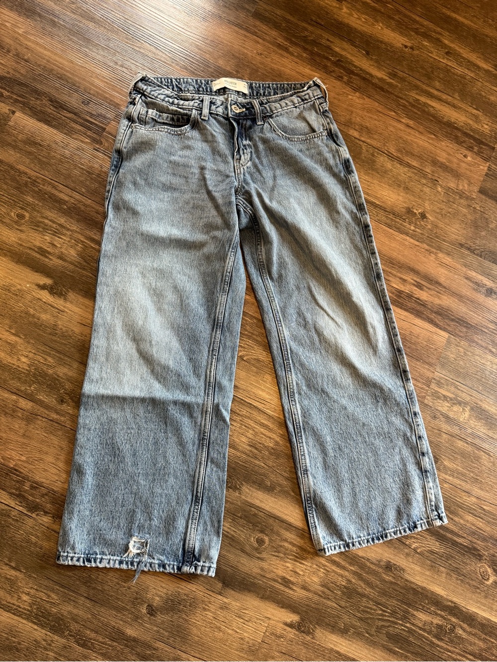 Hollister Women's Baggy Low-Rise Jeans Blue Denim 5-Pocket Y2K